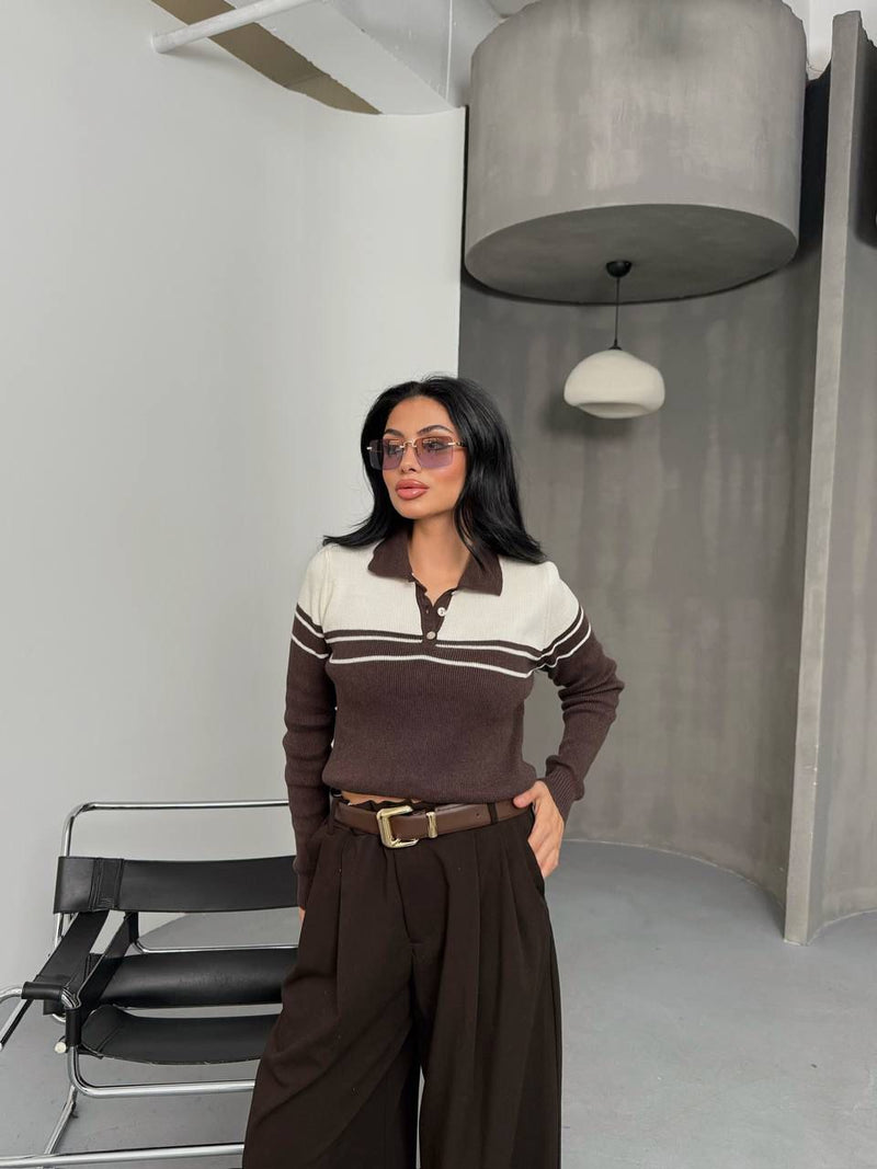 Gilet polo à boutons dorés pour femme de la boutique LB Laluna