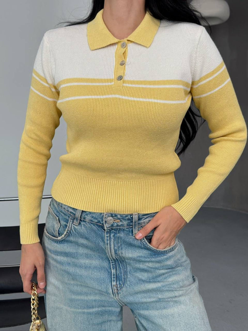 Gilet polo à boutons dorés pour femme de la boutique LB Laluna